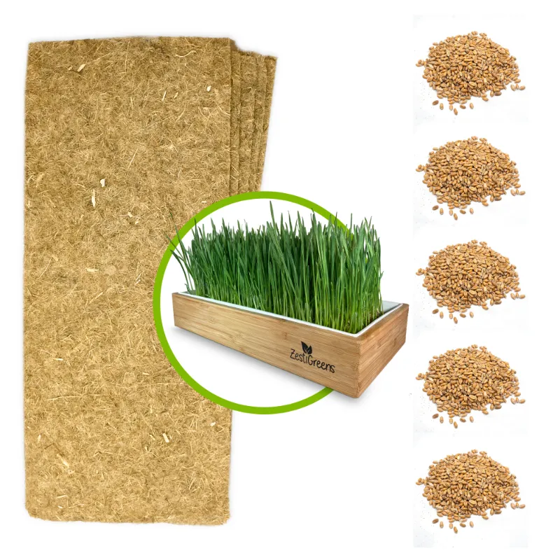 ZestiGreens wheatgrass refill kit with hemp mats and organic seed packets