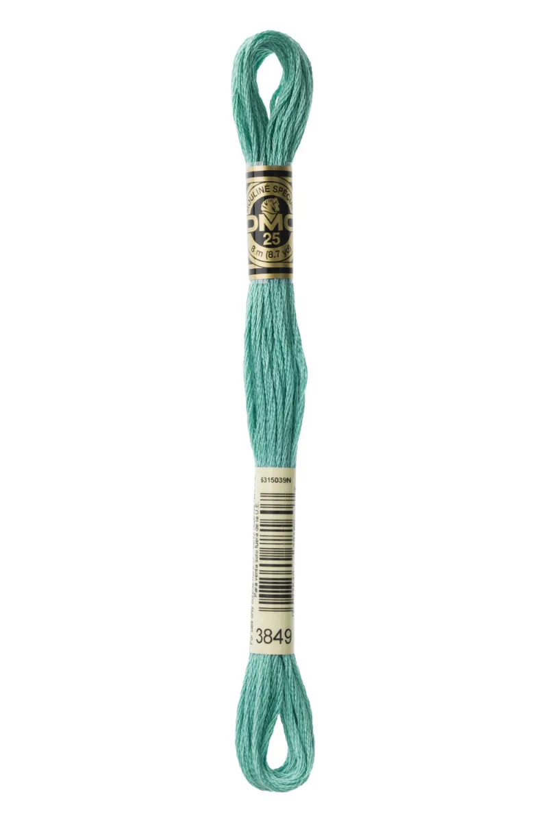 LETISTITCH DMC Mouliné Spécial 117MC-E_3849 embroidery thread skein in metallic turquoise green