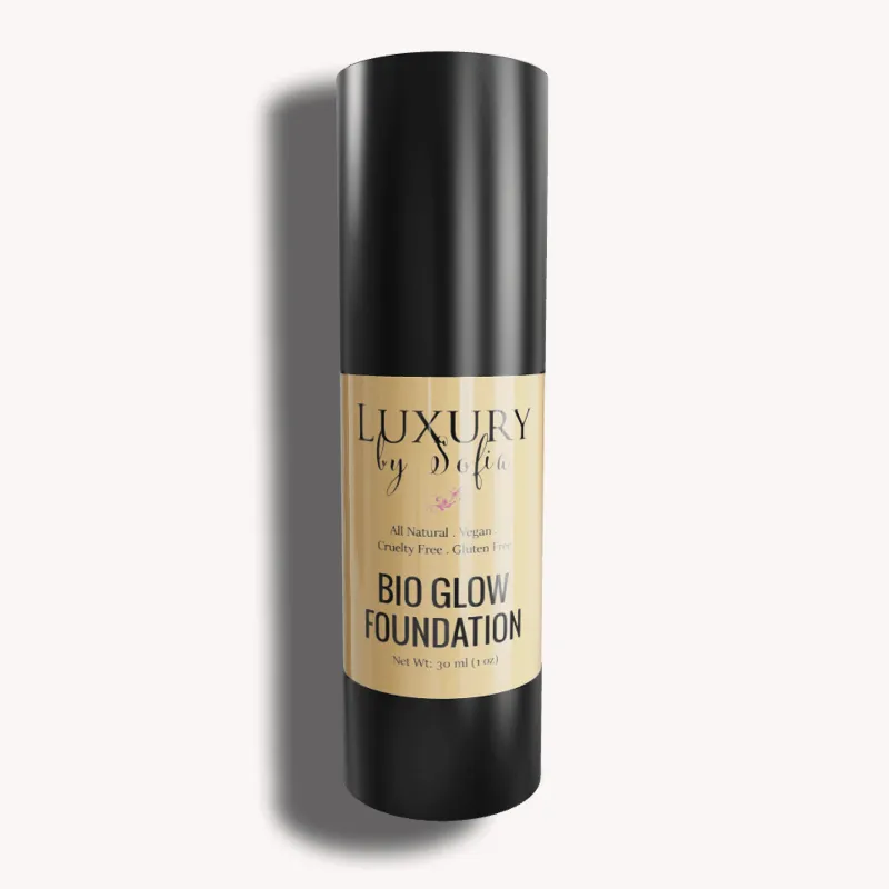 Luxury by Sofia Organic & Vegan Bio Glow Foundation bottle with pump