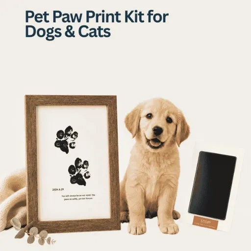 4FurBaby Pet Paw Print Kit for Dogs & Cats with framed inkless paw print keepsake