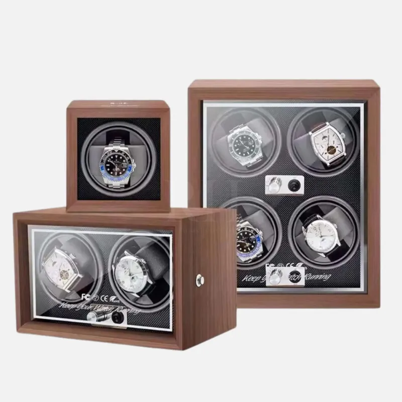 Rotation Horlogère Remontoir Montre Cube Anthracite wood-effect watch winder in stackable cube format