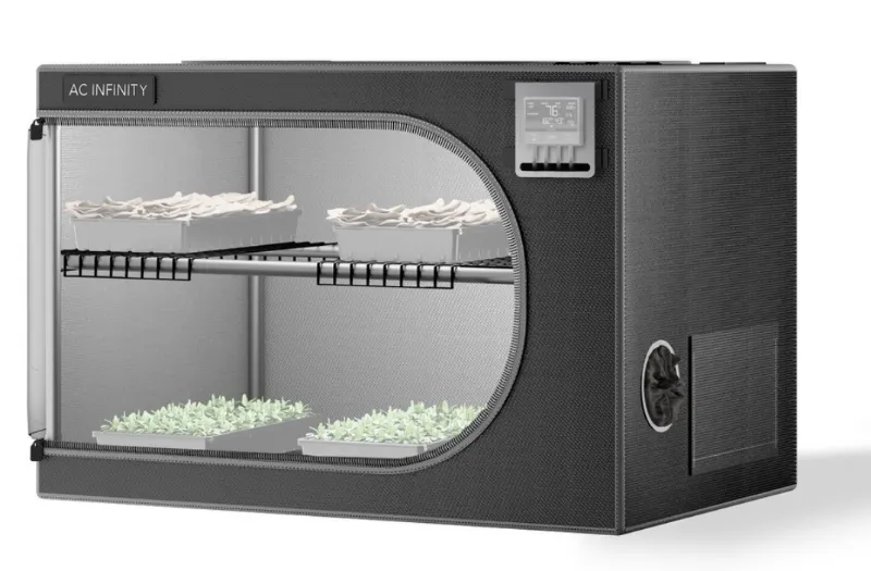 Mass Hydroponics AC Infinity CLOUDLAB advance propagation grow tent with shelf racks and mylar canvas
