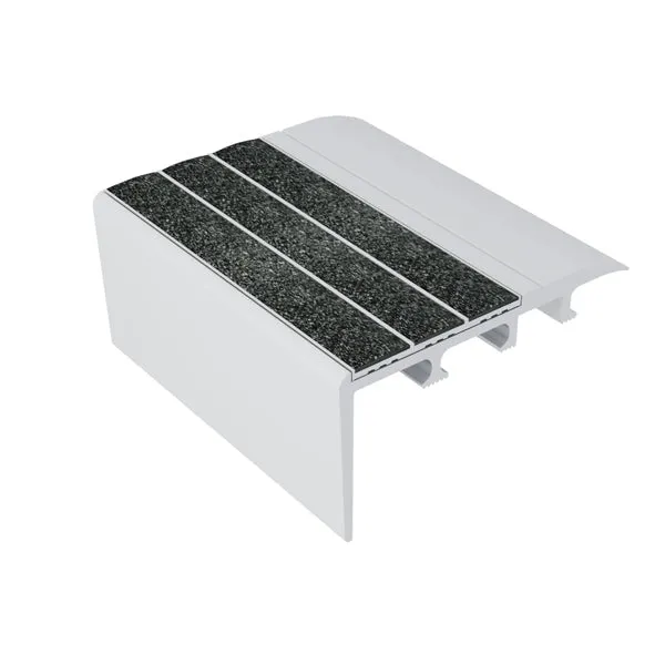 ComposiGrip Ecoglo Non-Slip Carpet Stair Nosing C4-N20 aluminum safety edge profile on a carpeted step