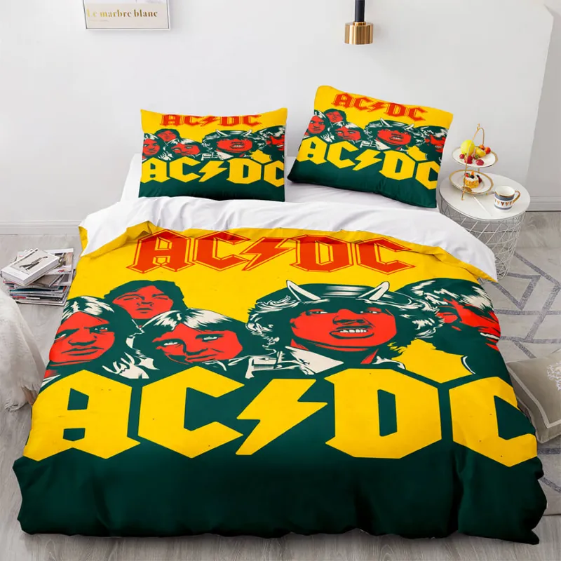EBuycos AC DC Cosplay 3 Piece Bedding Set Quilt Covers Without Filler on bed