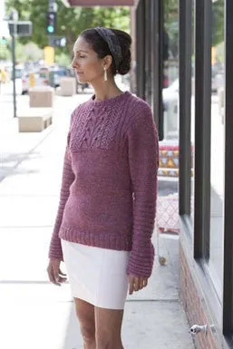 Kristen TenDyke Blooming Forest Pullover in red grape with ribbed texture