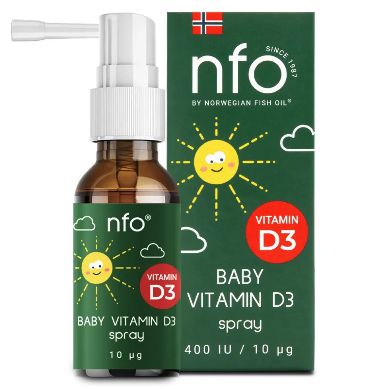 NFO Vitamin D3 Baby Spray 20 ml bottle with spray dispenser