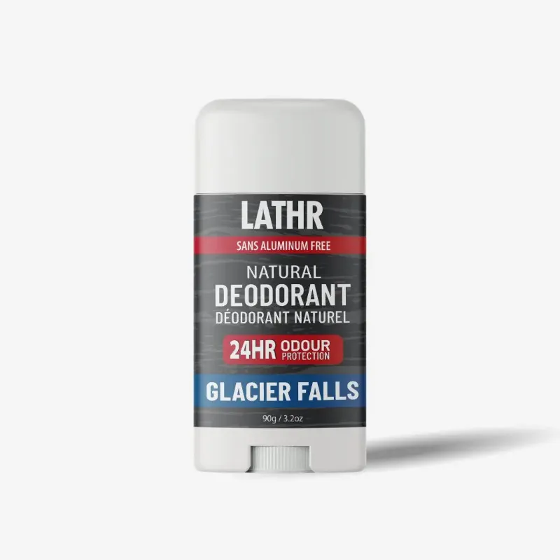 LATHR Natural Deodorant Glacier Falls stick in eco-friendly container