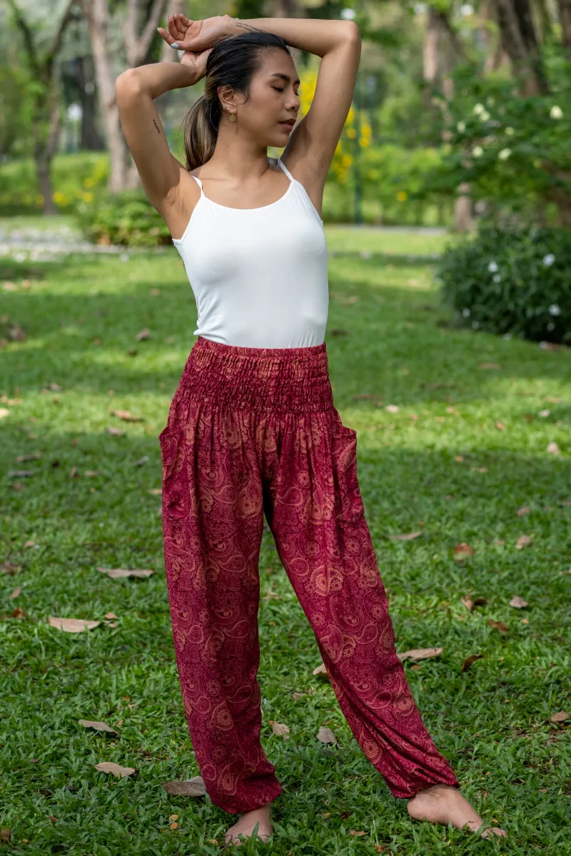 Hippie Pants Red Flow Pants loose-fitting yoga pants with side pockets