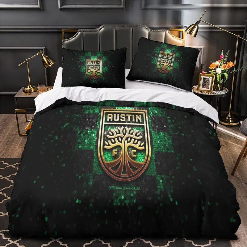 EBuycos Austin FC Bedding Set Duvet Cover Without Filler on a bed