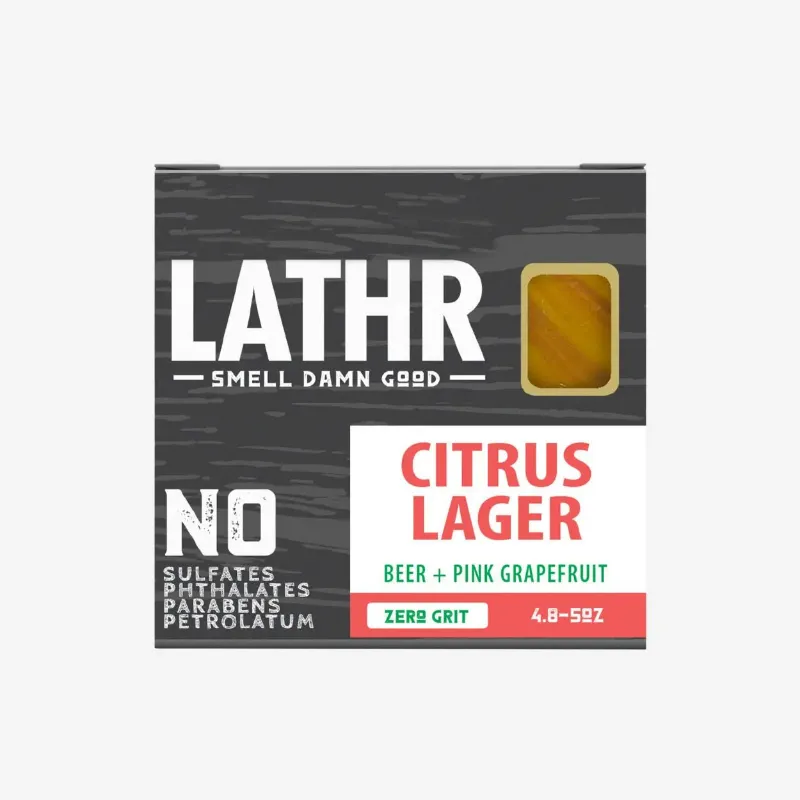 LATHR Citrus Lager Soap Bar made with beer and grapefruit oils