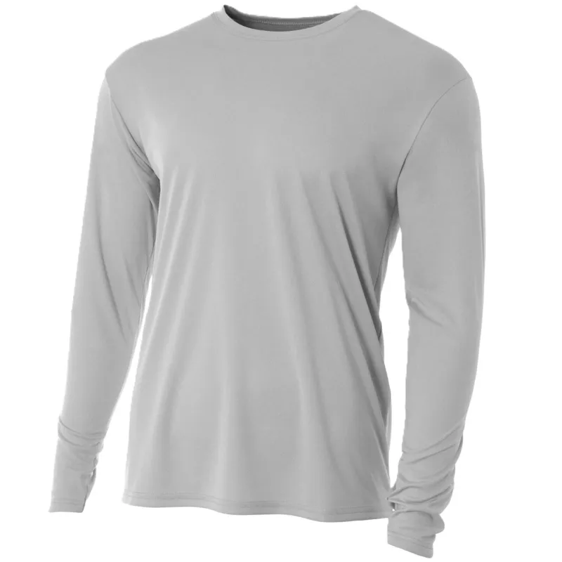 Do It Tennis A4 Men's Performance Long Sleeve Crew Silver tennis shirt
