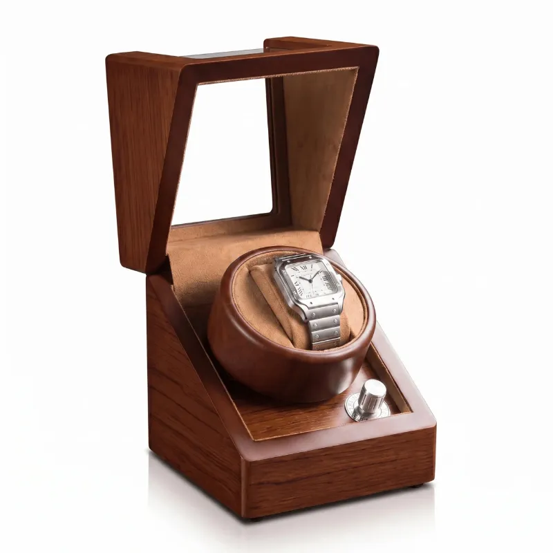 Rotation Horlogère Remontoir Montre Vintage wood and flannel single watch winder