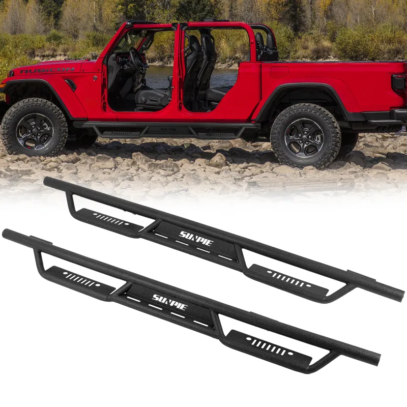 Sunpie Entry-Level Running Boards for Jeep Gladiator JT side steps mounted on truck