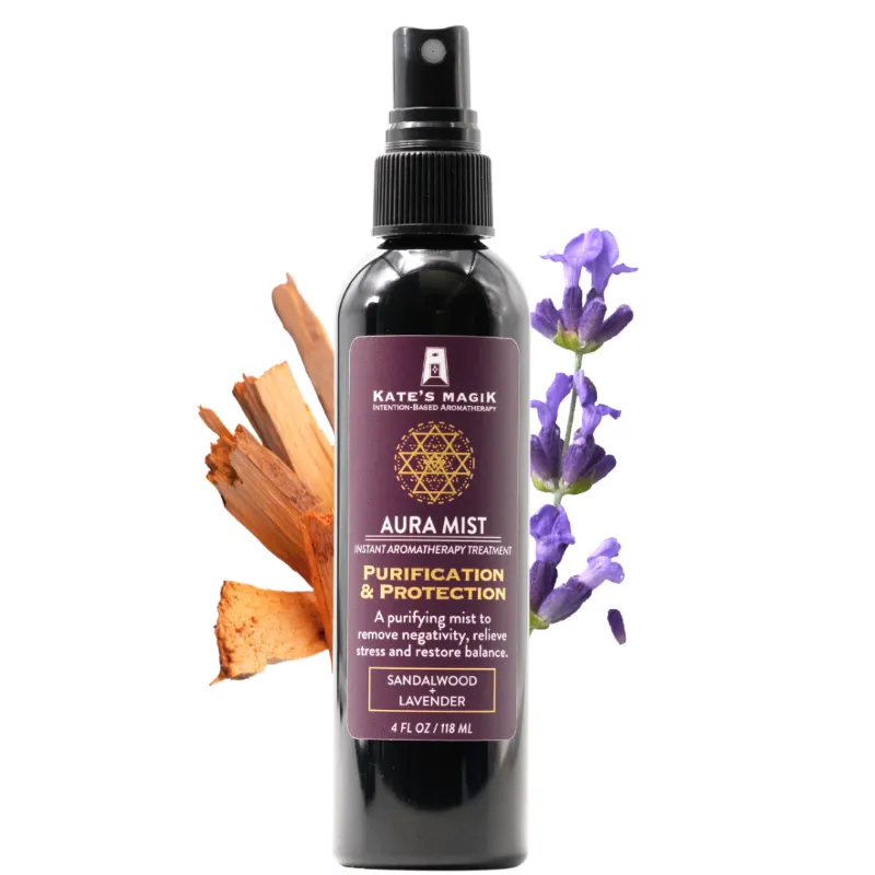 Kates Magik Purification Protection Grounding Clarity Aura Mist bottle with sandalwood lavender blend