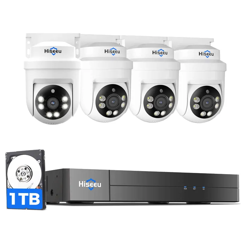 Hiseeu 5MP Wired AHD PTZ 360° View Security Camera System with 1TB DVR
