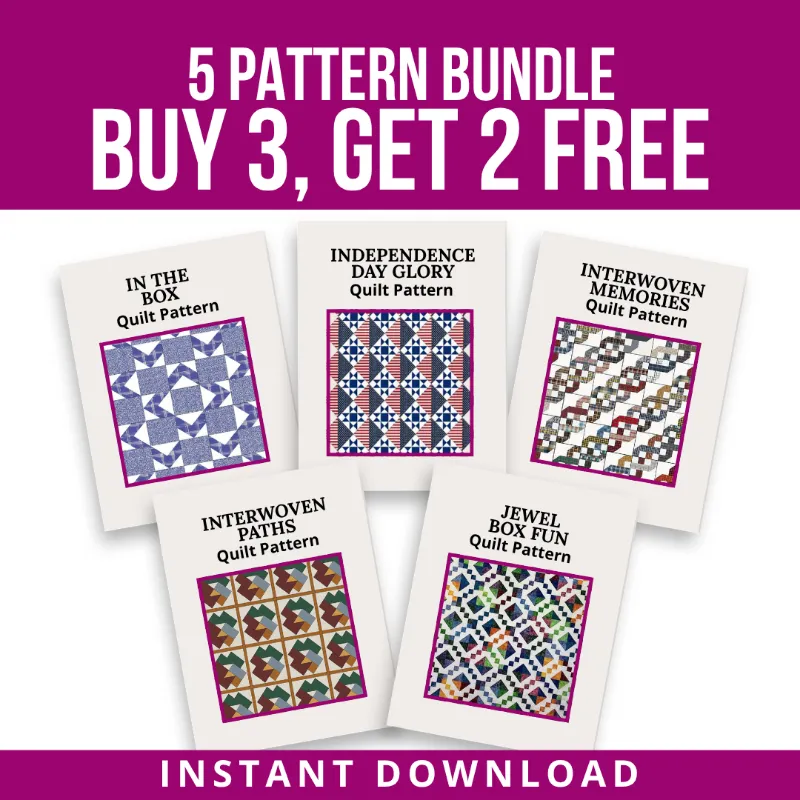 Boho Blanket Glory & Remembrance bundle cover showing five patriotic quilt patterns together