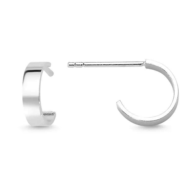 Amorium Jewelry Handmade Dainty Simple Silver Hoop Earrings Set, pair of petite polished hoops