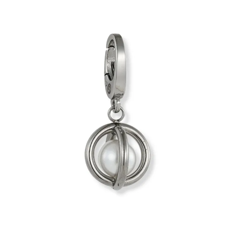 Sleek Fit Jewelry Stone of Atlas Pendant in silver, compass design, close up shot.