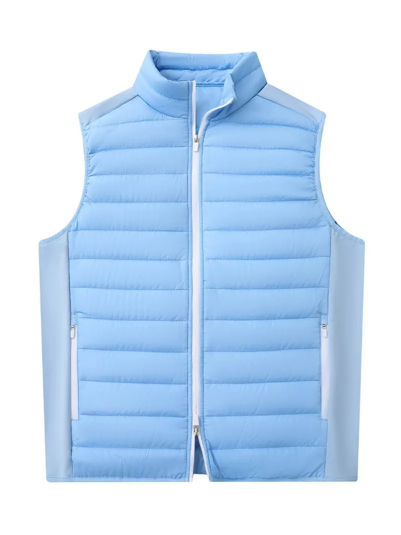 DTWOOO Waterproof Performance Vest in Sky Blue, quilted golf vest with stretch sides