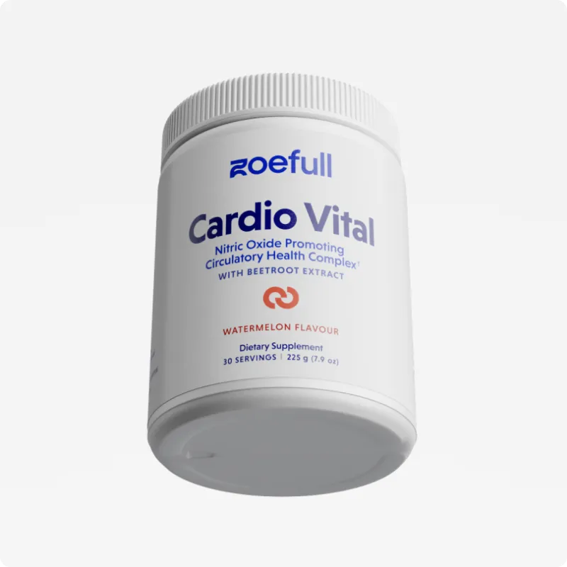 Zoefull Cardio Vital supplement bottle with plant-based nitric oxide support formula