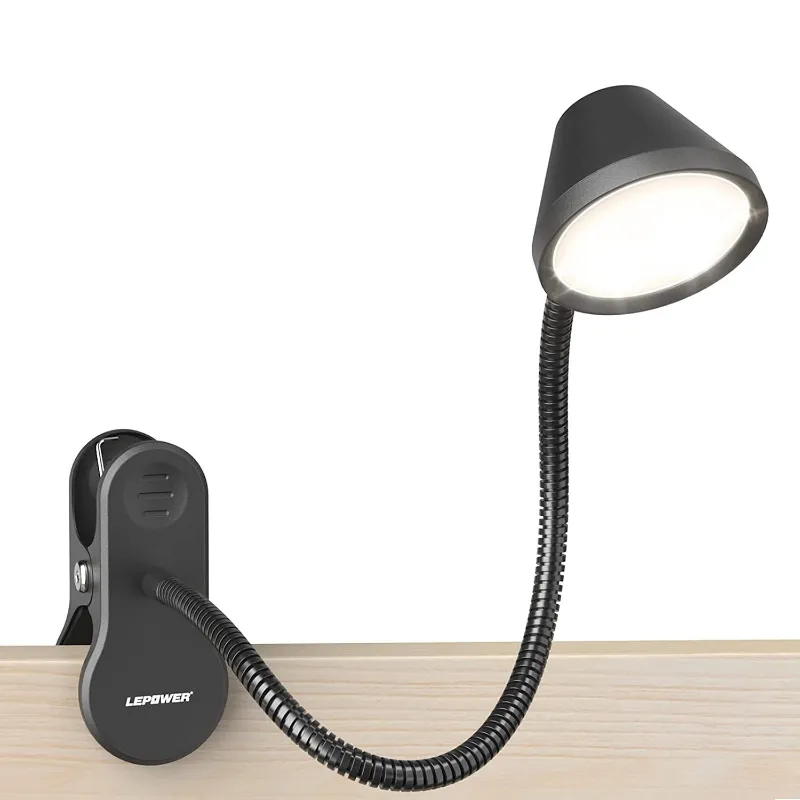 Lepower Tec SharkBite LED clip-on light eye-caring dimmable with flexible gooseneck