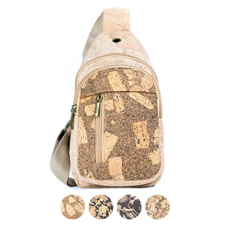 Corkadia Coffee-Infused Cork Women's Sling Bag BAG-2346 in soft cork with coffee grounds