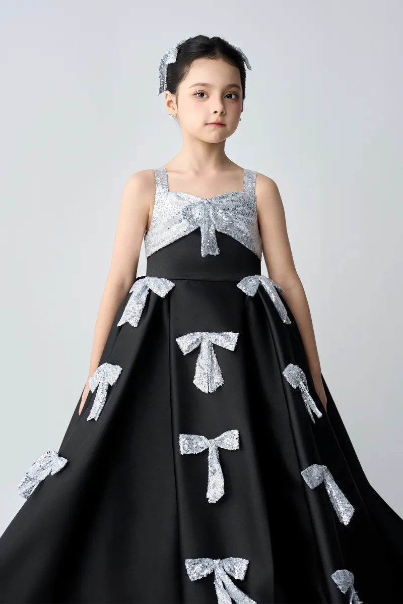 Kalisa Charlotte Sparkling Sequin Bow Ball Girl Dress, front view