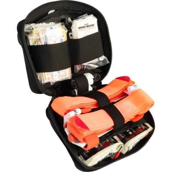 ViTAC Solutions Headrest IFAK showing vehicle-mounted trauma kit with quick-grab handles and organized medical tools