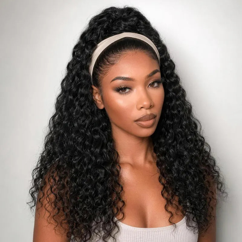 Megalook 250% Super Dense Water Wave Ponytail, 100% human hair extensions