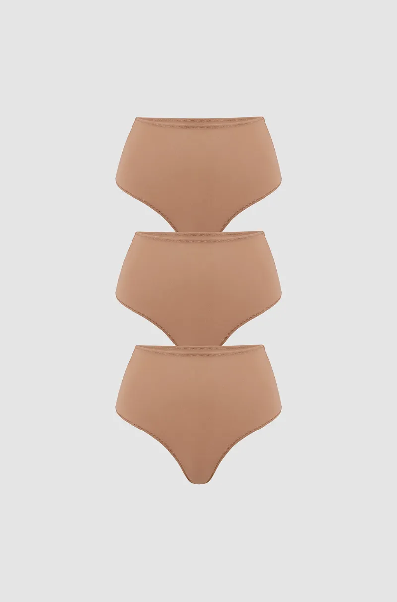 Essenther Global Inbarely Plus High Waisted Thongs 3 Pack with seamless T-back design