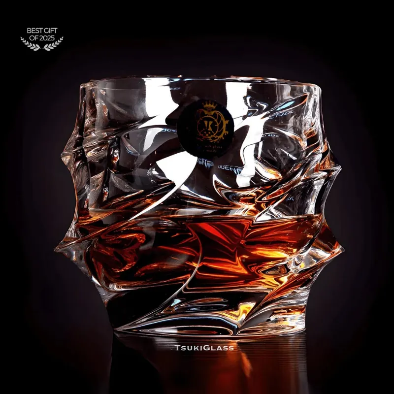 TsukiGlass Storm Japanese Crystal Whisky Glass with matching decanter set