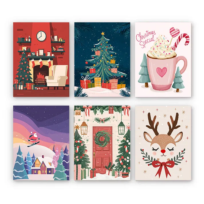 Maikoo Art 6 Mini PBN Christmas Special showing six small Christmas-themed paint by numbers canvases