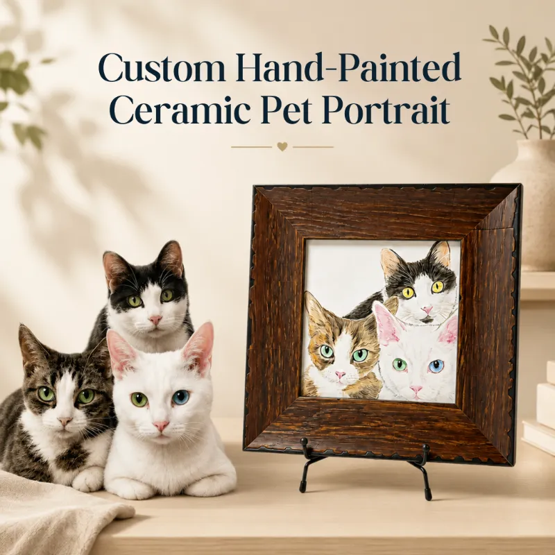 4FurBaby Custom Hand-Painted Ceramic Pet Portrait showing anime-style artwork of pet