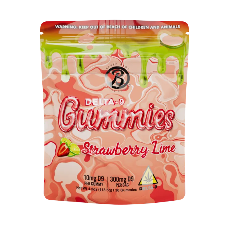 Baked Bags GUMMIES - STRAWBERRY LIME 30-count pouch of strawberry lime THC gummies