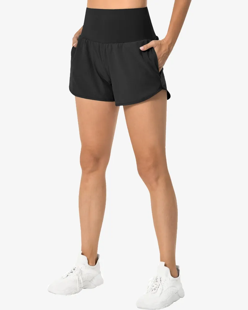 QUEENIEKE High Waisted Shorts for Women 220207 in black with zipper pockets visible