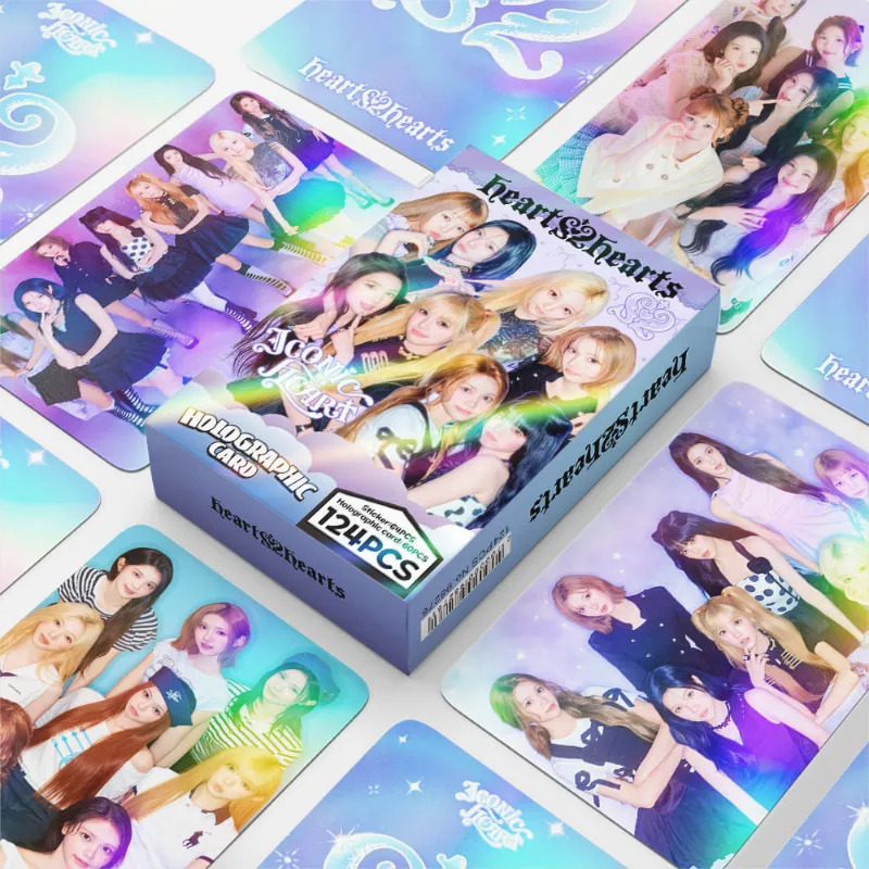 TTAesthetic 124PCS H2H ICONIC HEART Holographic Photocard Sticker set showing holographic heart designs