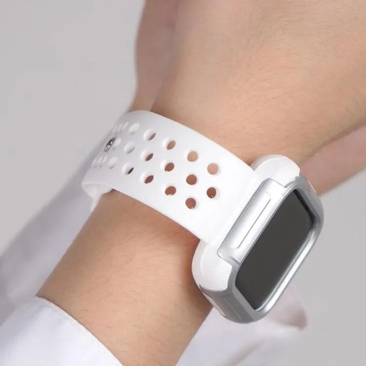 Techypop Sport Breathable Silicone Apple Watch Band in black, shown on wrist