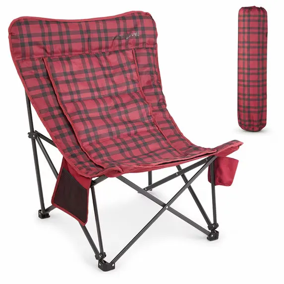SunnyFeel Outdoor Plaid Butterfly Folding Chair with neck pillow and carry bag