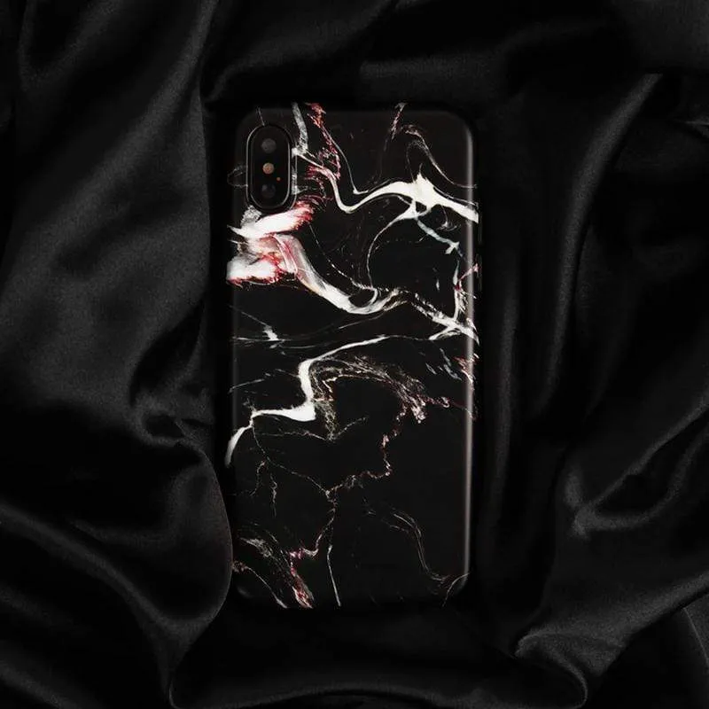 Techypop The Black Marble Silicone Shockproof Protective Designer iPhone Case with marble pattern