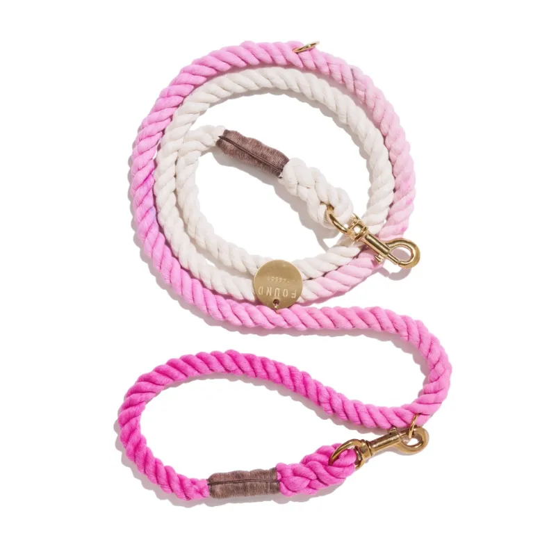 Found My Animal Cotton Candy Cotton Rope Dog Leash with bolt snap and pastel ombre dye