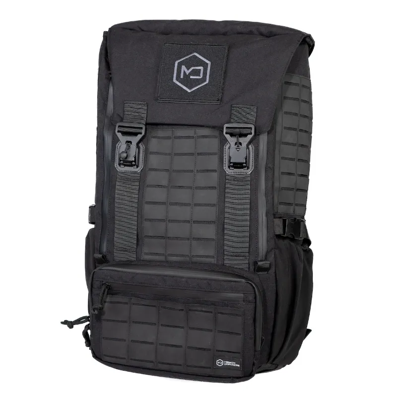 MOS Equipment Mission Darkness Odin Guard Faraday Backpack, black tactical pack with MOLLE webbing and shoulder straps