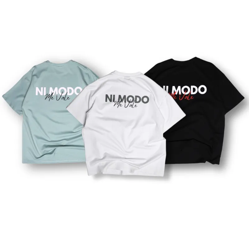 Nimodo 3 Tees Bundle Me Vale showing three folded t-shirts in black, white, and Caribbean blue
