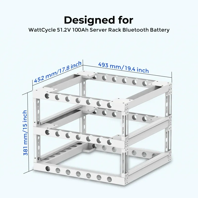 WattCycle Seismic Stackable 2-Tier Modular Battery Cabinet for rack mounted batteries