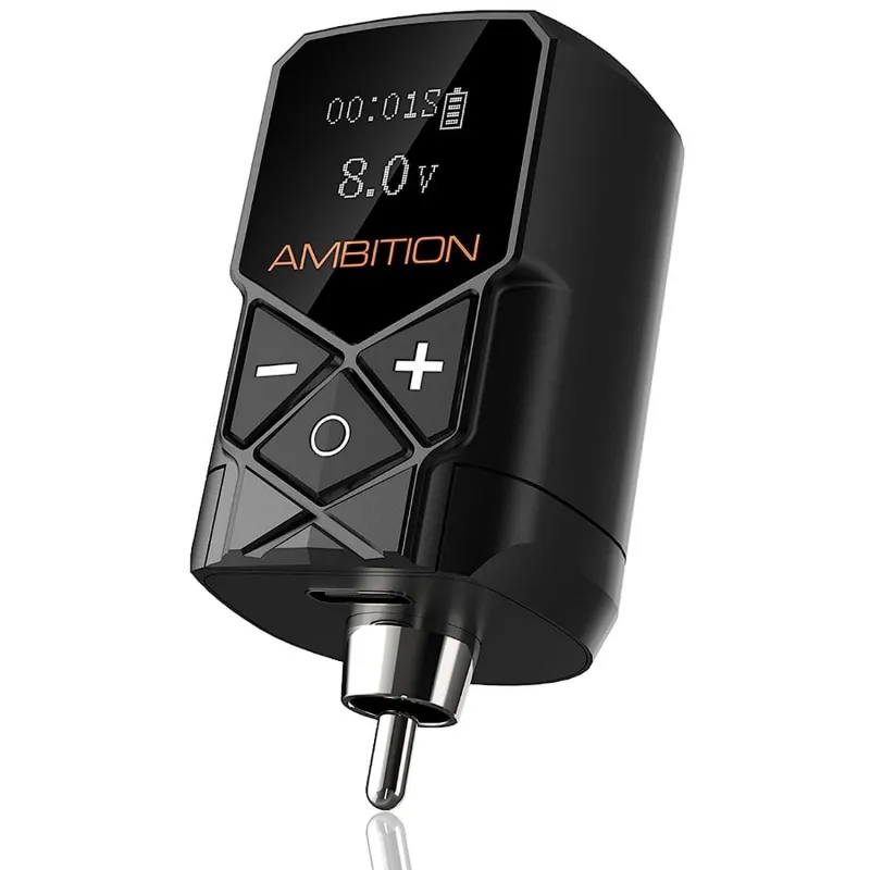 Ambition Tattoo Kuark Mini RCA Tattoo Power Supply with LED voltage and battery display
