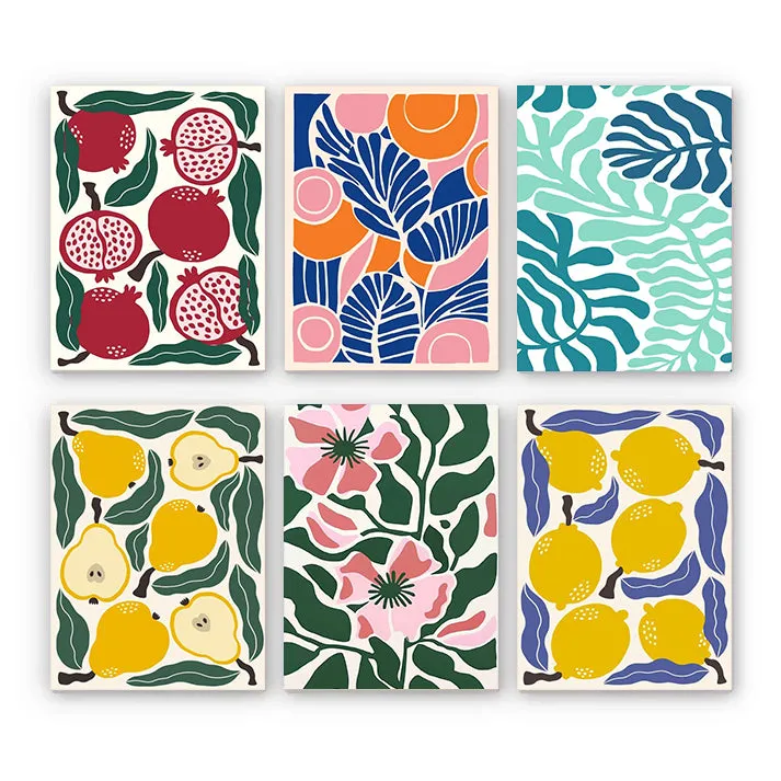 Maikoo Art 6 Mini PBN Fruit Set framed showing six small framed fruit painting canvases