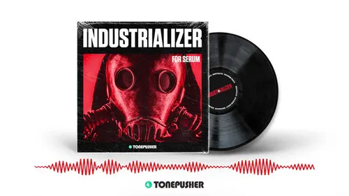 Tonepusher INDUSTRIALIZER artwork with metallic machinery textures