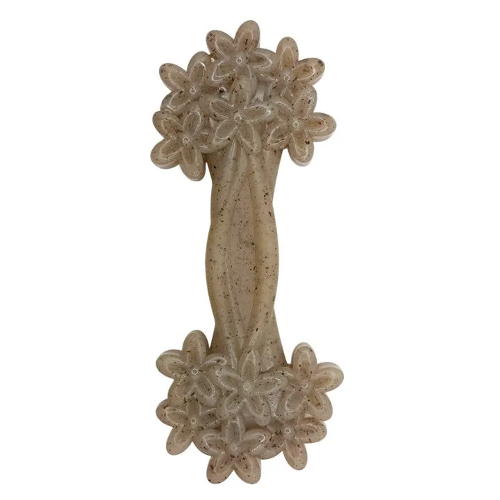 Soda Pup Daisy Bone Nylon Dog Toy for aggressive chewers, daisy-shaped nylon chew on white background