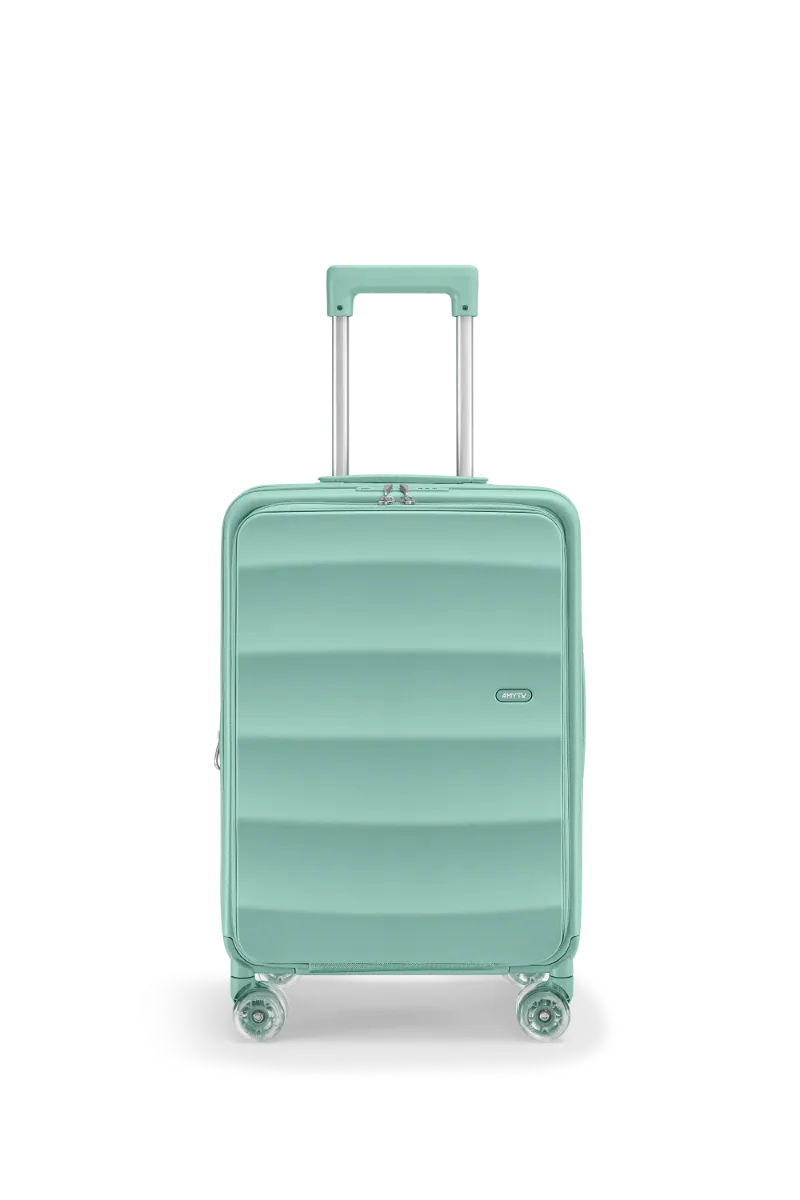 4MYTU Tank Lite Bigger Carry-on in Blue Lagoon front-opening suitcase with laptop pocket