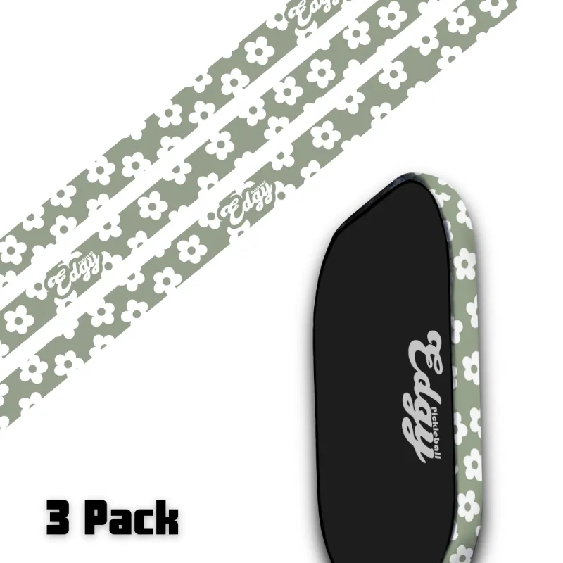 SLYCE Sport Green Floral Edge Tape 3 pack with botanical design for pickleball paddle edges