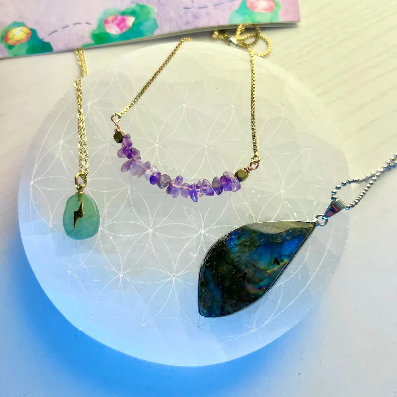 Turix Add Last Month's Positivity Pack showing four crystal jewelry pieces with guidebook